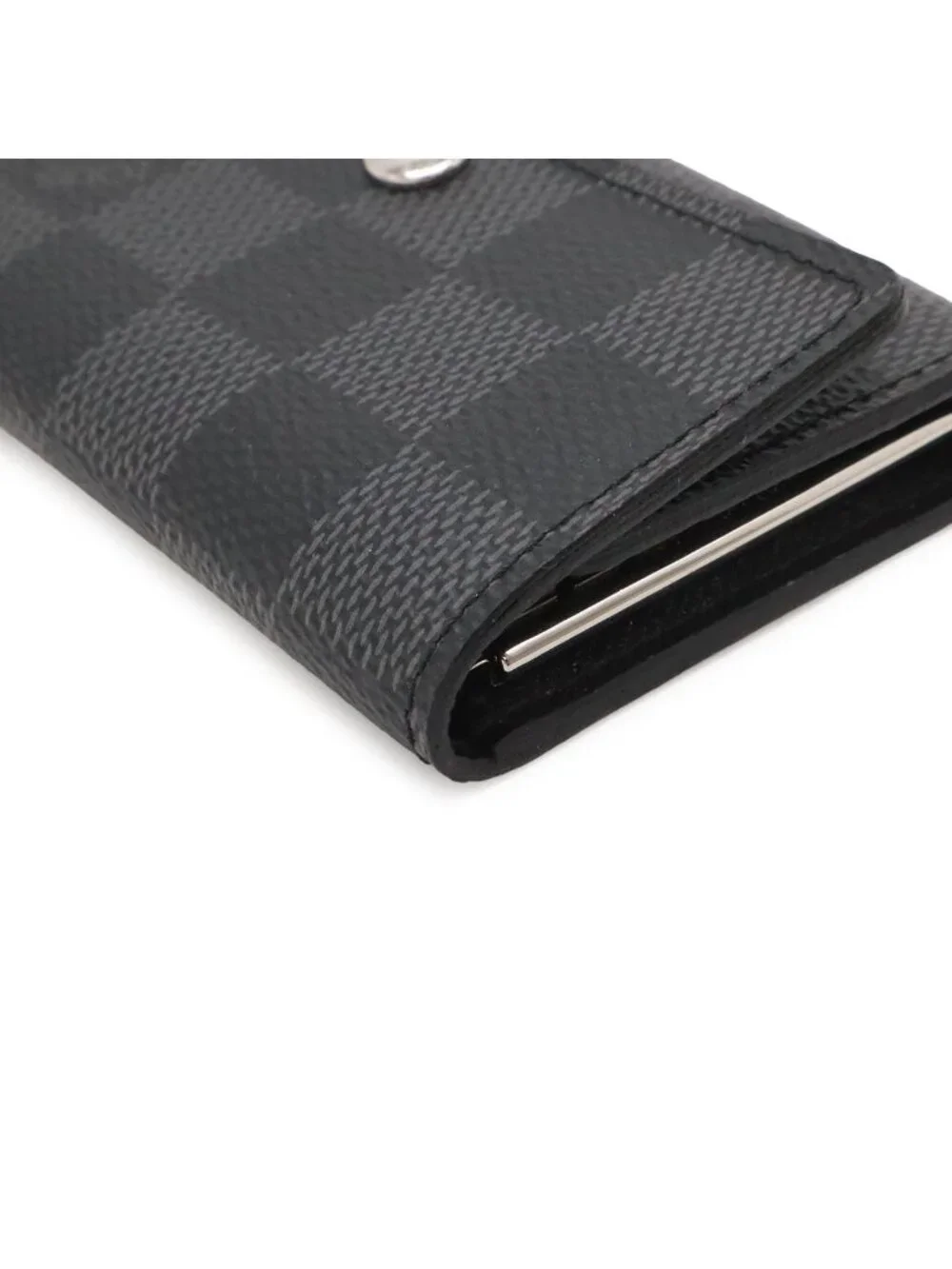 Louis Vuitton Damier Graphite Multicles 6 Key Case Silver with Initials